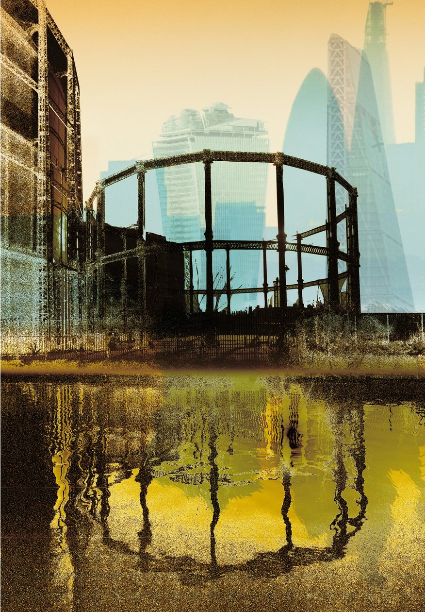 Broadway Gas Tower, 2013 (serigrafi) af Martin Mossop