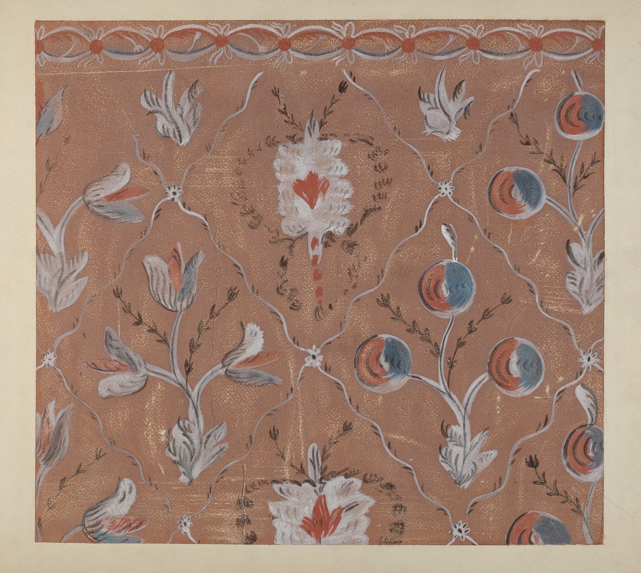 Håndmalet vægdetalje, ca. 1939. af Martin Partyka