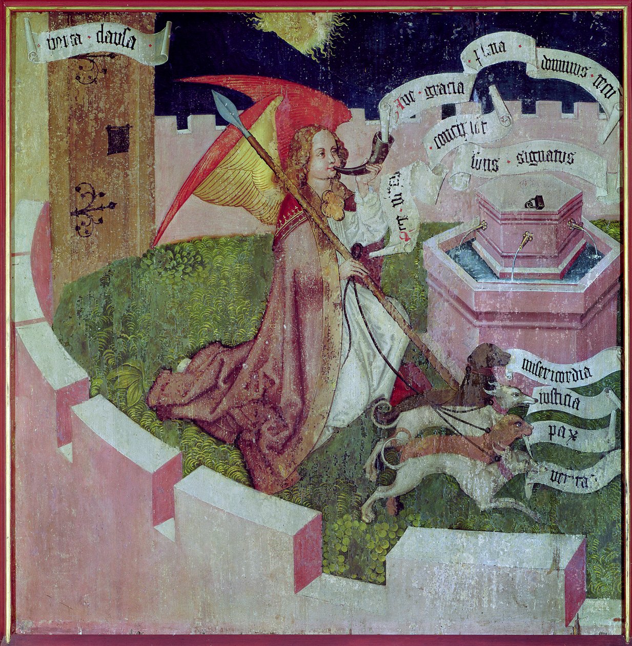 Dominikanernes altertavle: The Mystical Hunt, ca. 1470-80 (se også 67723) af Martin Schongauer