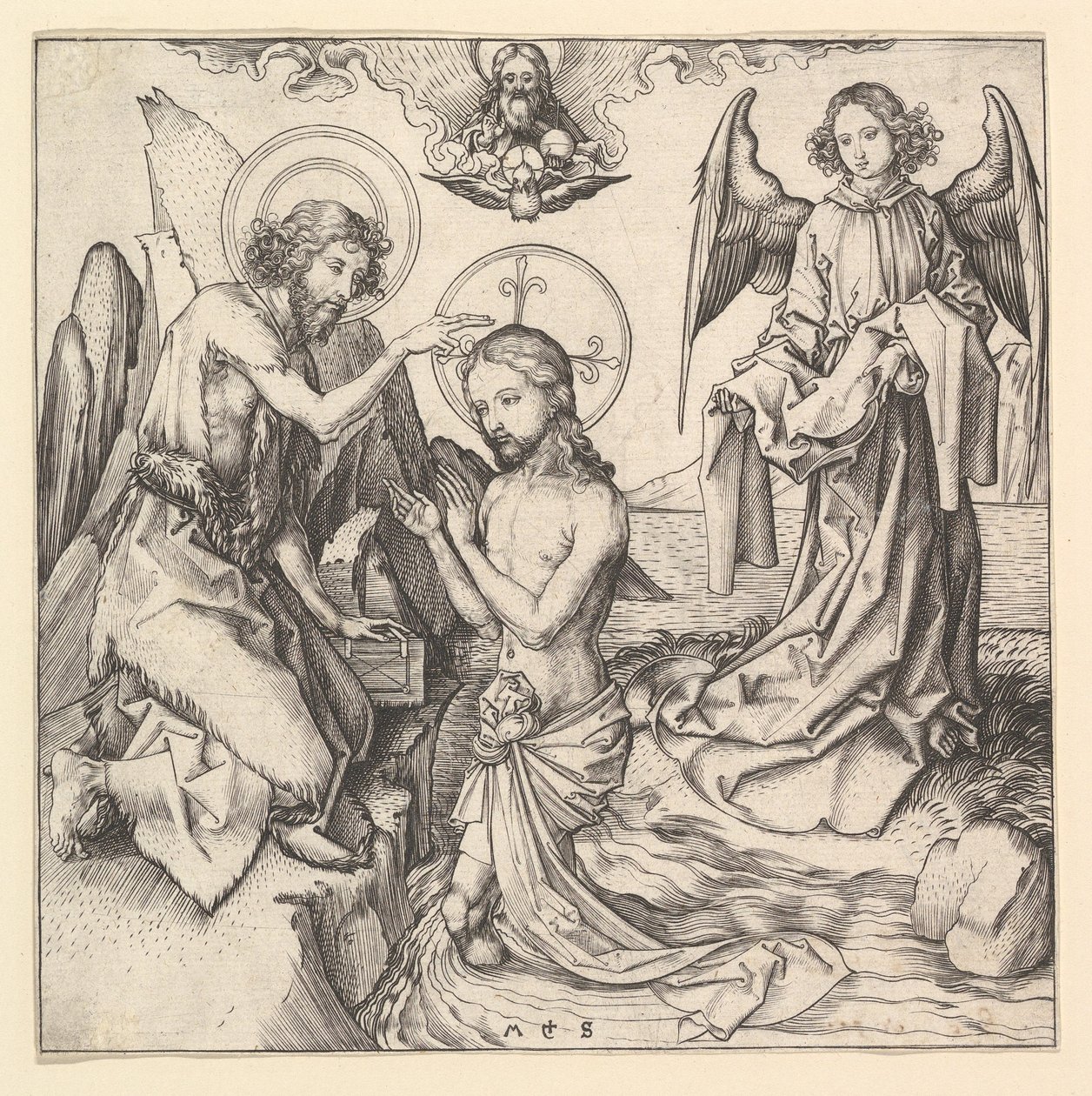 Kristi dåb, ca. 1470-1474. af Martin Schongauer