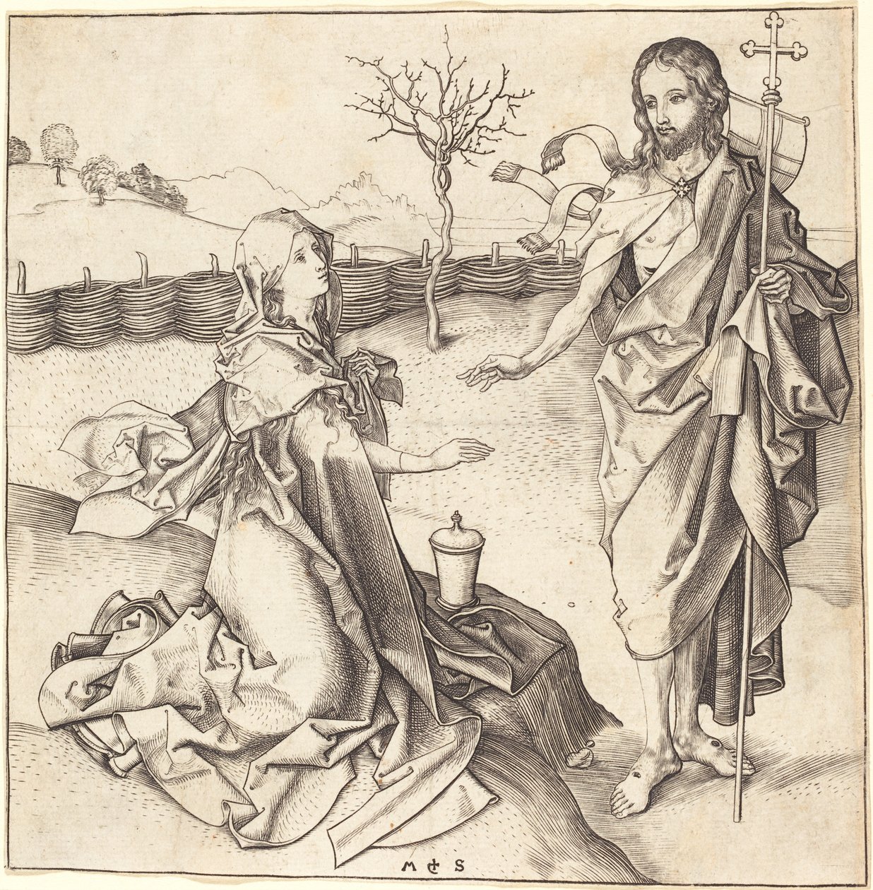 Kristus viser sig for Maria Magdalene af Martin Schongauer