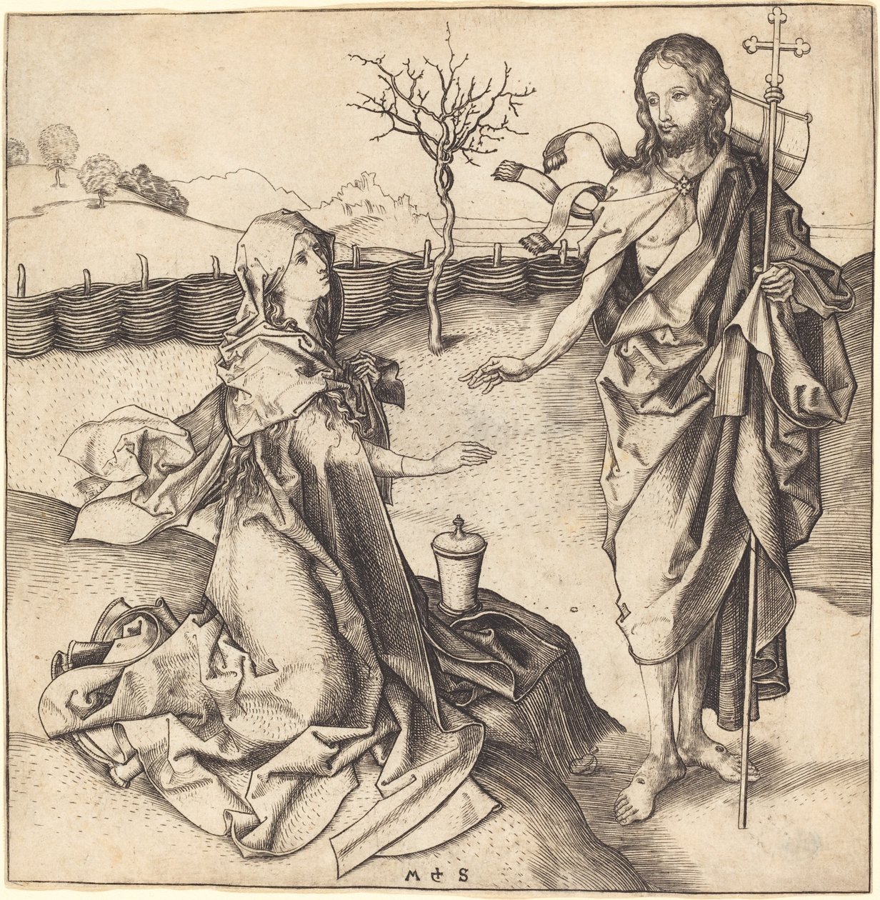 Kristus viser sig for Maria Magdalene af Martin Schongauer