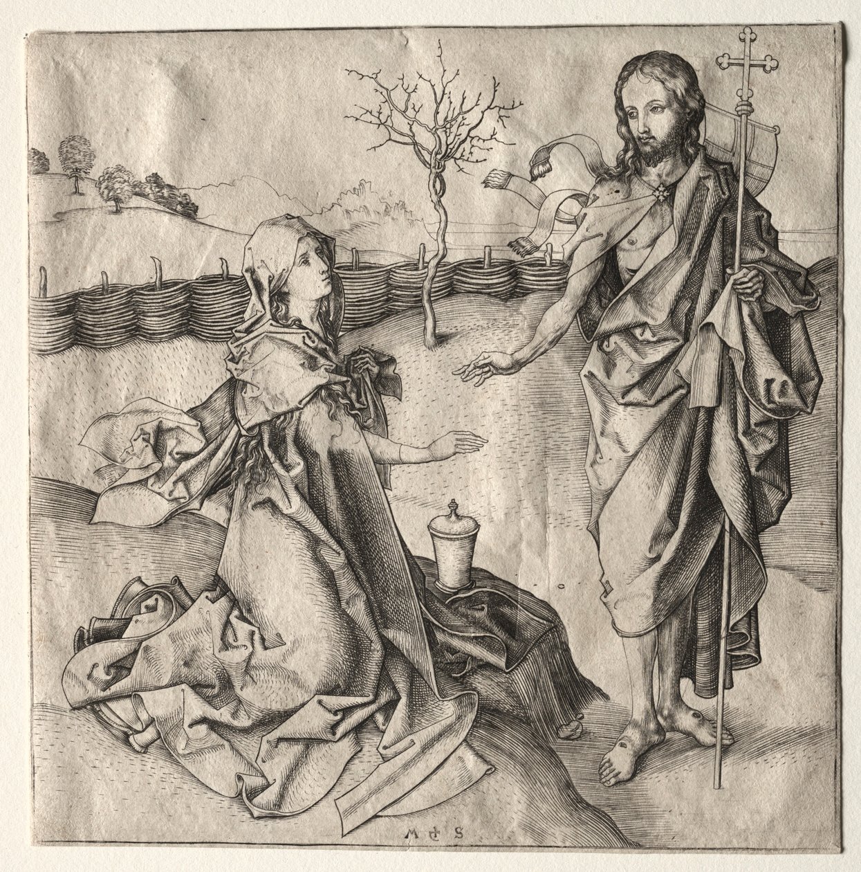 Kristus viser sig for Magdalene. af Martin Schongauer