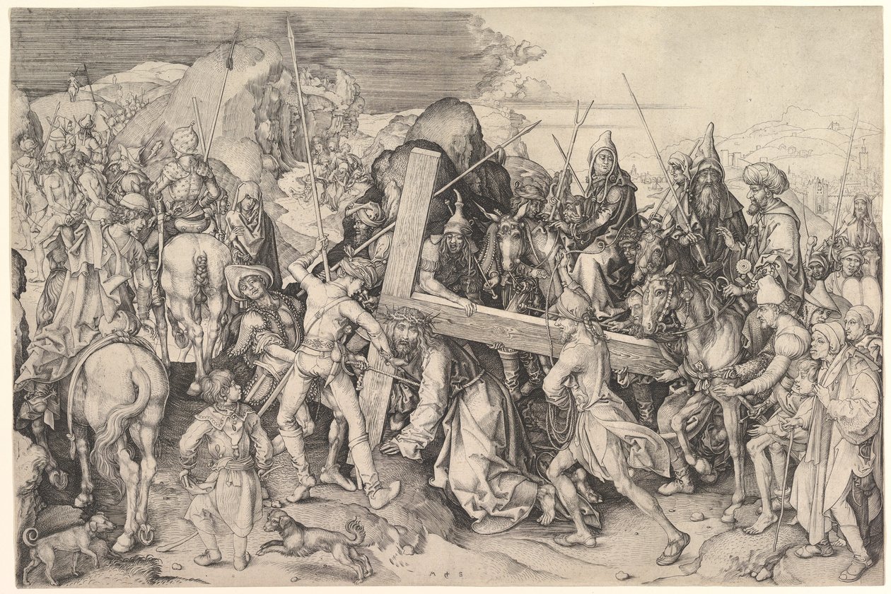 Kristus bærer korset, ca. 1475-80. af Martin Schongauer