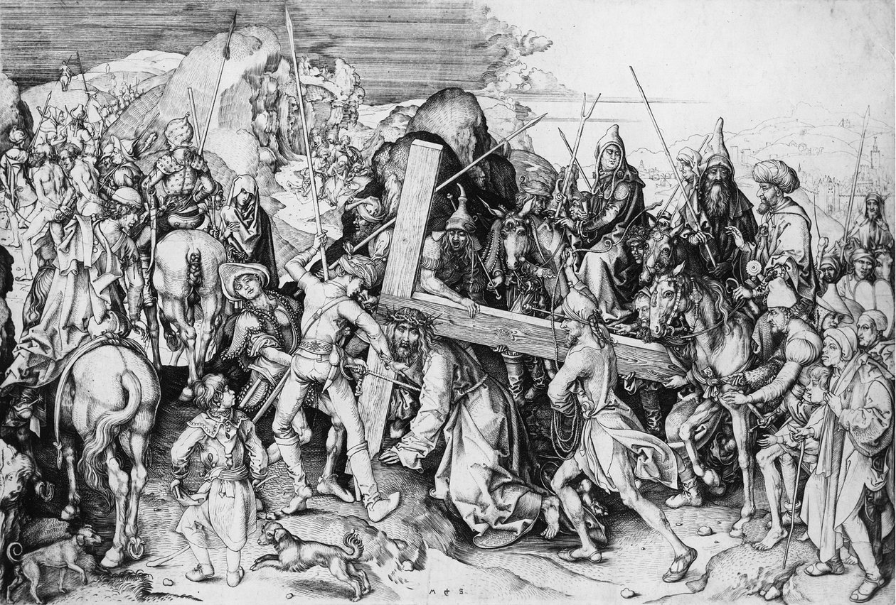 Kristus bærer sit kors, ca. 1475 (gravering) af Martin Schongauer