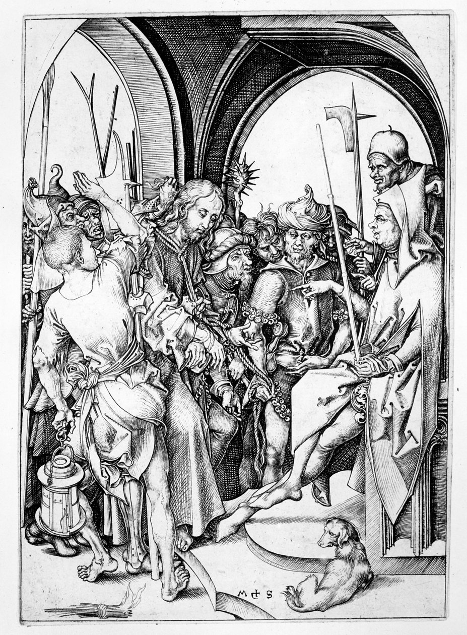 Kristus før Annas (gravering) af Martin Schongauer