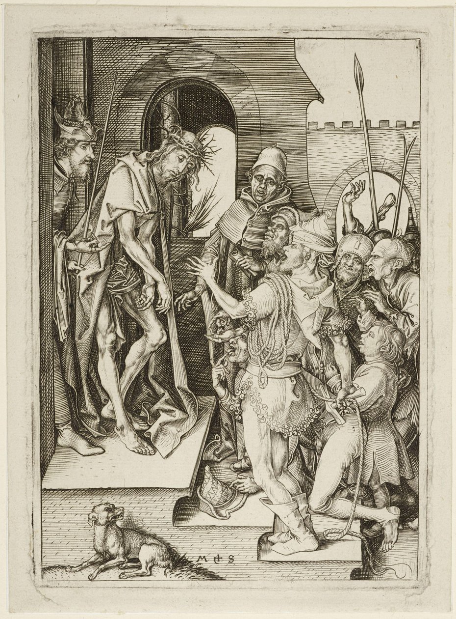 Kristi lidelse - Fremstillingen af Kristus (Ecce Homo) af Martin Schongauer