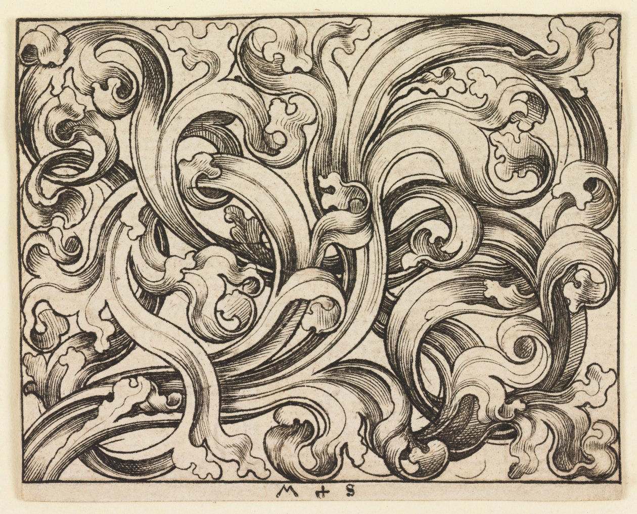 Vandret fyld på en lys baggrund (vandret ornament) af Martin Schongauer