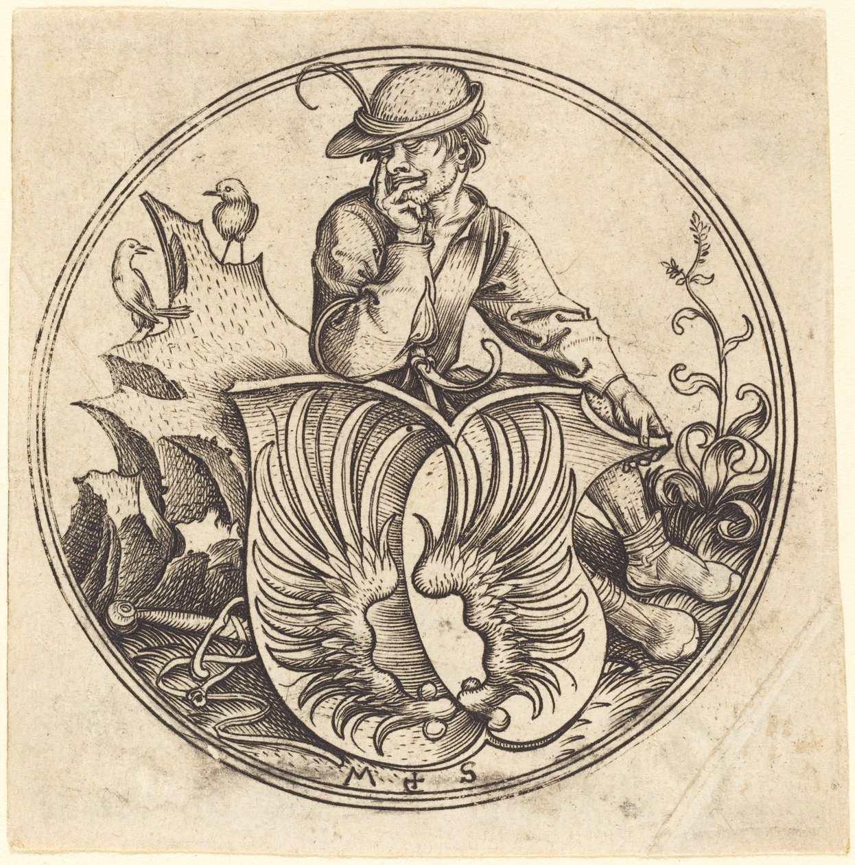 Skjold med Vinger, Holdt af Bonde af Martin Schongauer