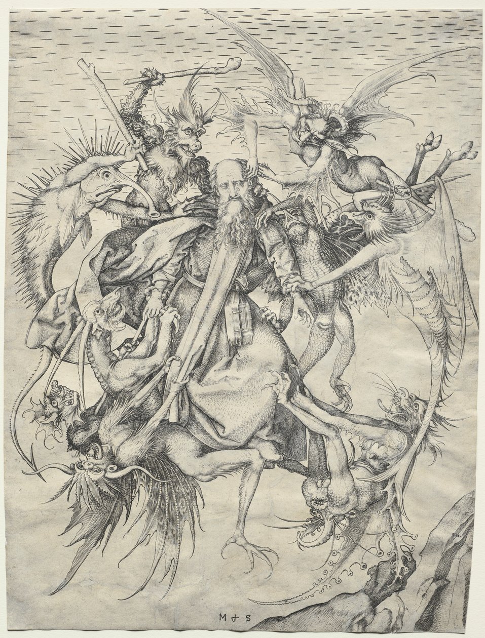 St. Anthony plaget af djævle, 1400-tallet. af Martin Schongauer