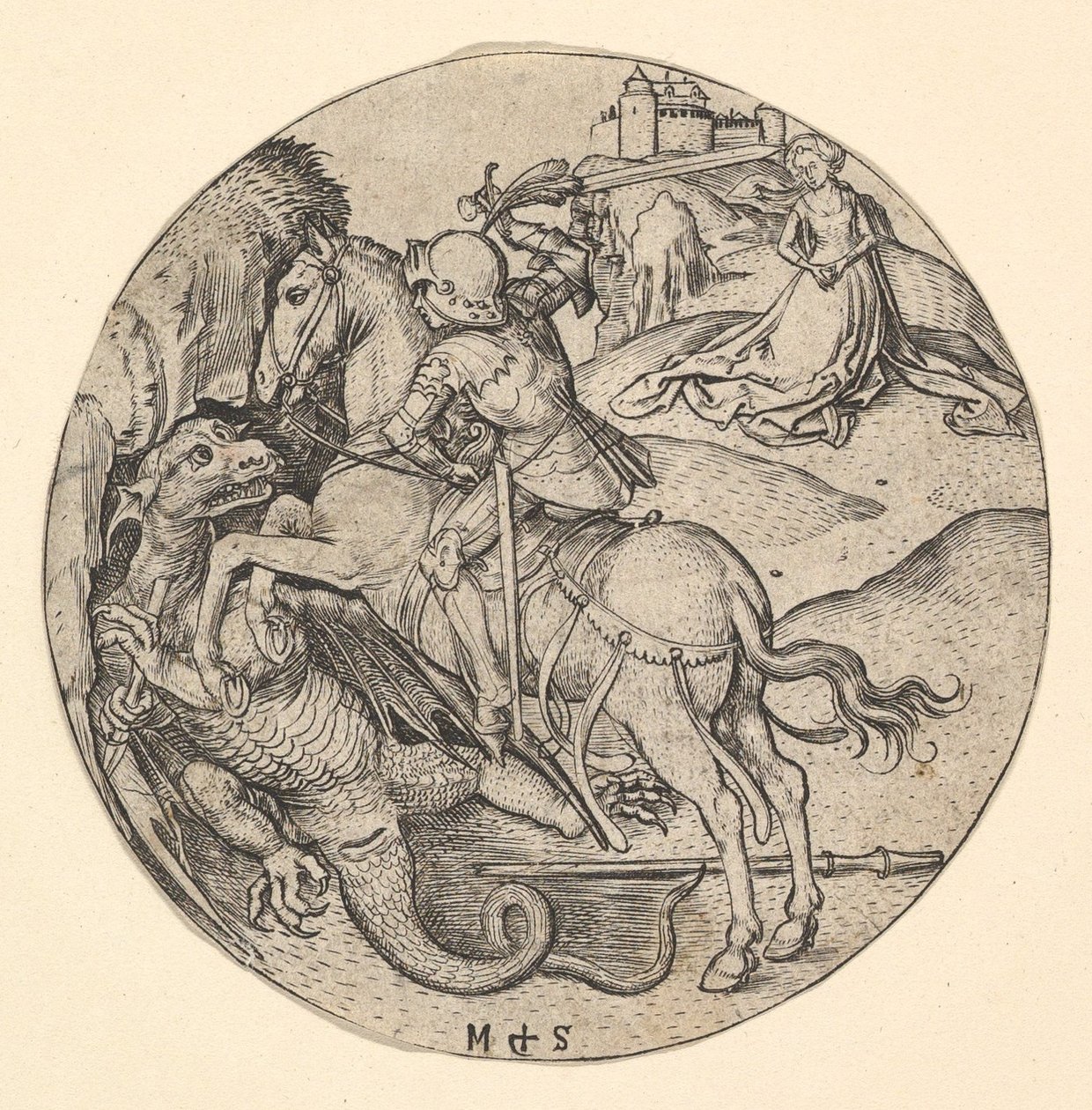 St. George Slaying the Dragon, ca. 1435-1491. af Martin Schongauer