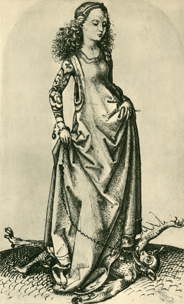 St. Margaret tramper en dæmon, midten af slutningen af det 15. århundrede, 1943. af Martin Schongauer
