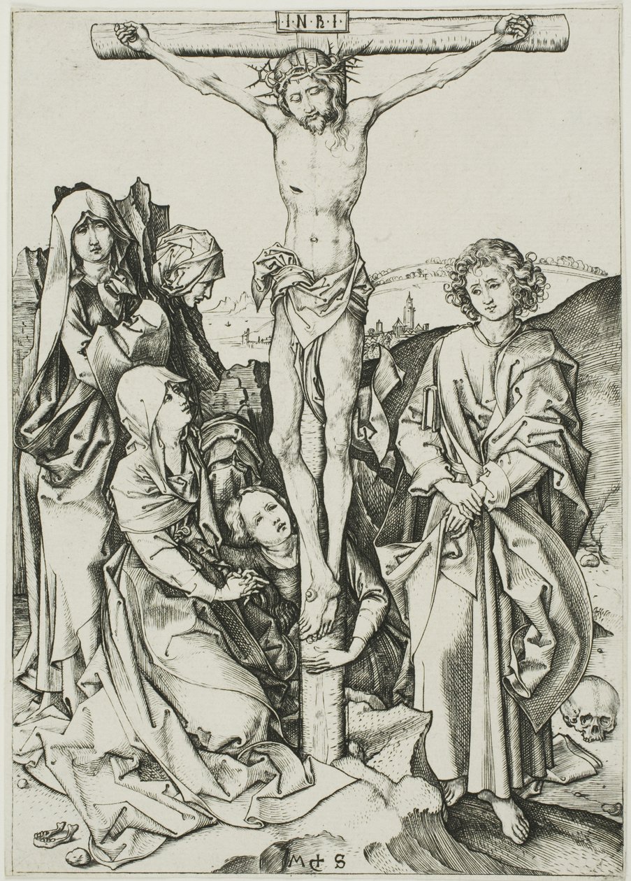 Korsfæstelsen, fra The Passion af Martin Schongauer