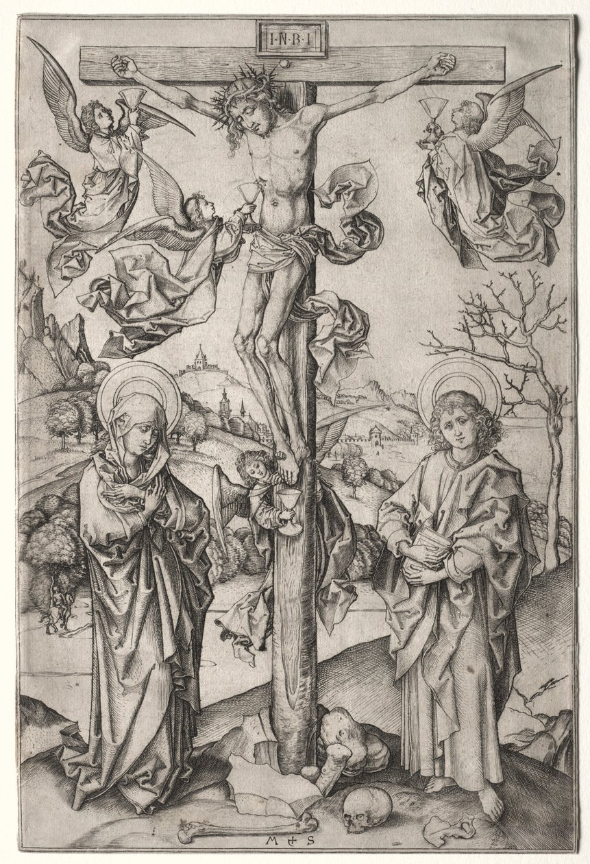 Korsfæstelsen med fire engle. af Martin Schongauer