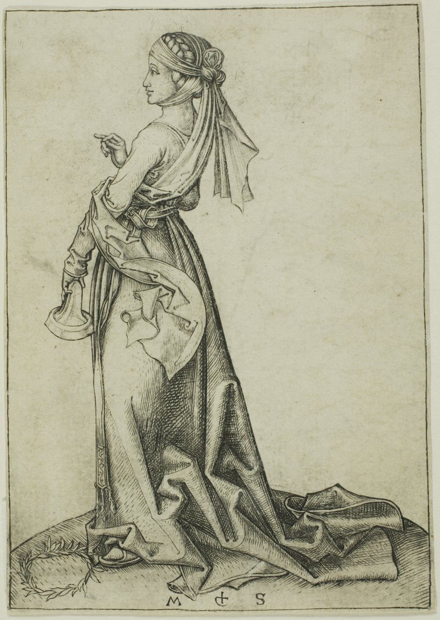 Den første tåbelige jomfru af Martin Schongauer