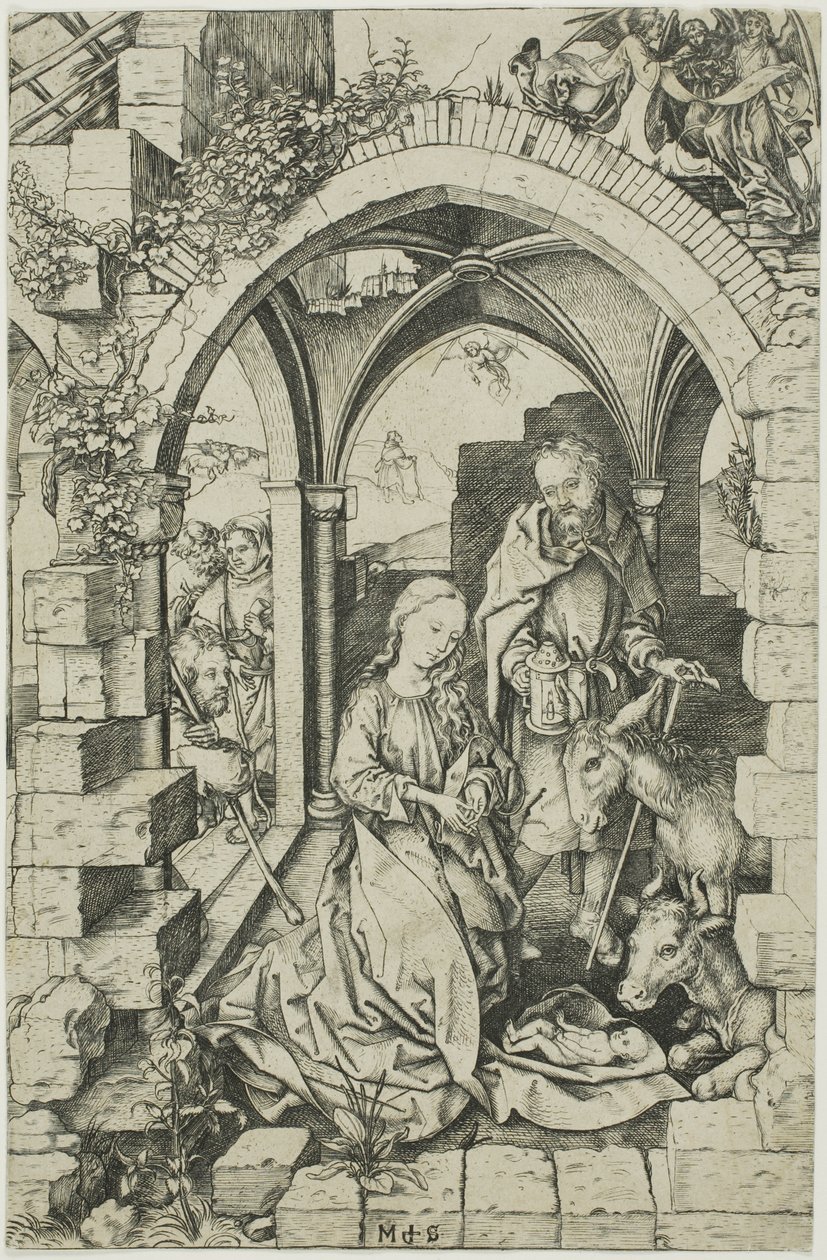 Fødselen, fra Jomfruens liv af Martin Schongauer