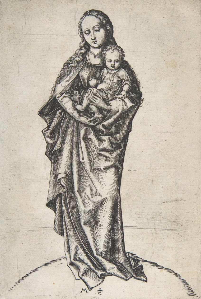 Jomfru og barn med et æble, ca. 1475., ca. 1475. af Martin Schongauer