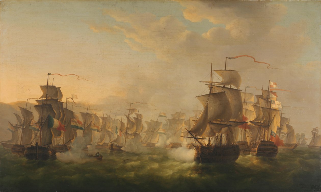 Sammenstød mellem den hollandske og den britiske flåde nær Boulogne af Martin Schouman