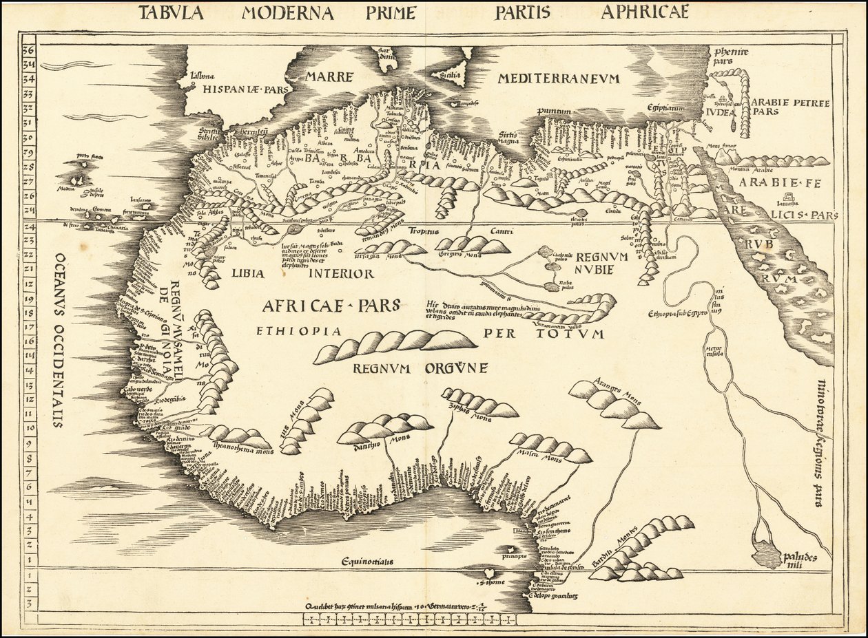Kort over Nordafrika fra 1513 af Martin Waldseemüller af Martin Waldseemuller
