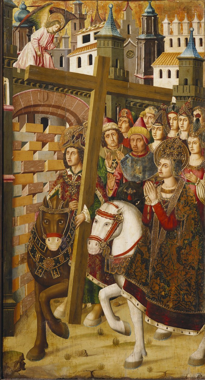 Sankt Helene og kejser Heraclius (575-641) med det hellige kors foran Jerusalems porte af Martin & Ximenez Miguel (fl.1466 1505) Bernat