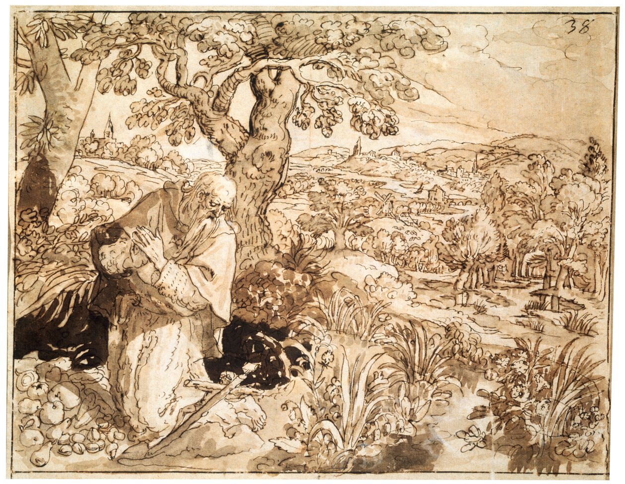 En eremit, 1585-1586 af Maarten de Vos