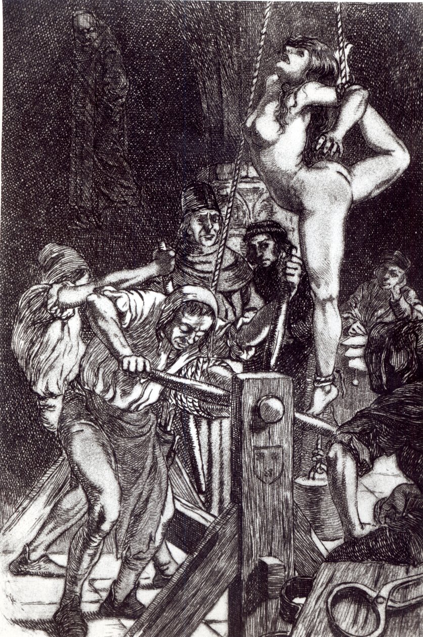 Afstraffelse af en heks, 1911 litografi af Martin van Maele