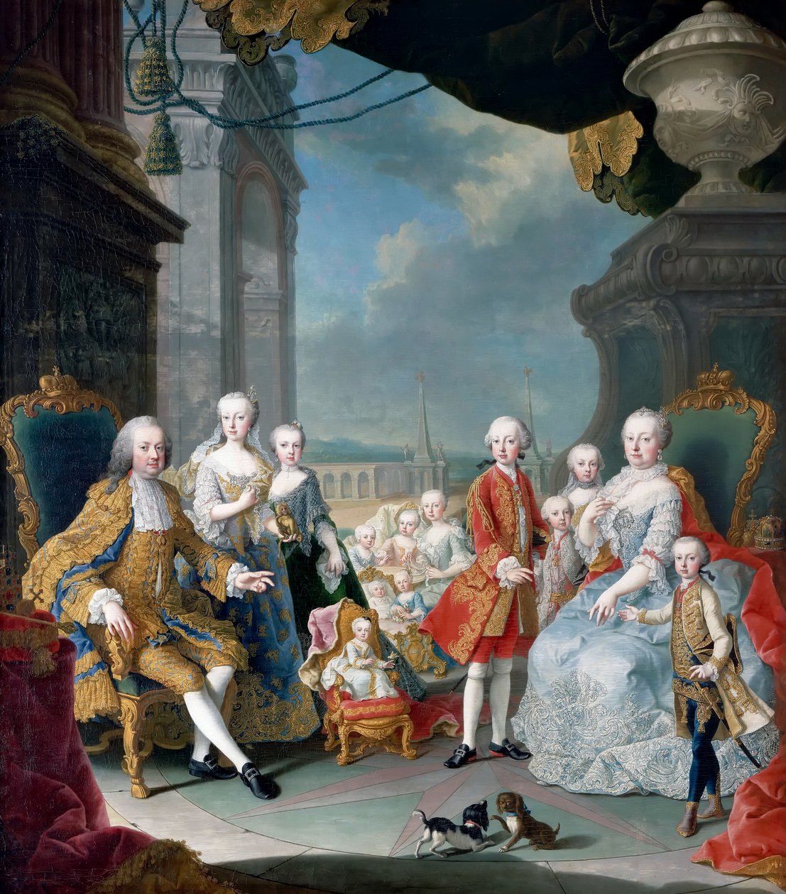 Maria Theresia af Østrig og Frans I med deres børn af Martin van Meytens the Younger