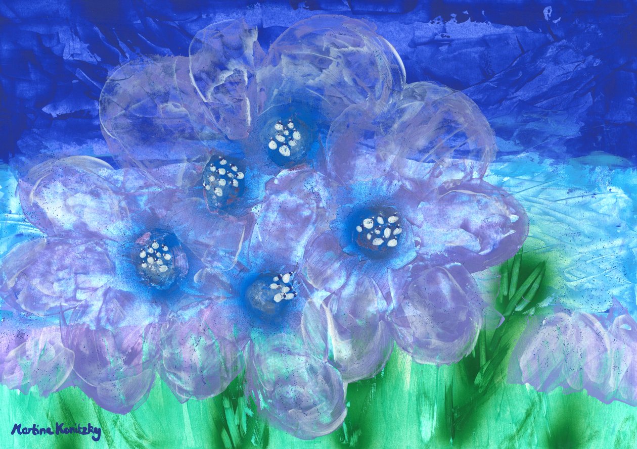 Blomster periwinkle borage af Martina Konitzky