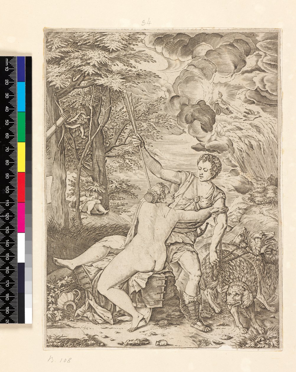 Venus og Adonis, ca. 1560-c. 1580 af Martino Rota
