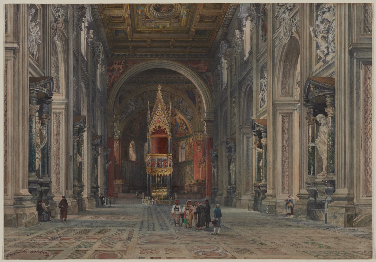 Interiør af San Giovanni i Laterano, Rom, ca. 1896. af Martino del Don
