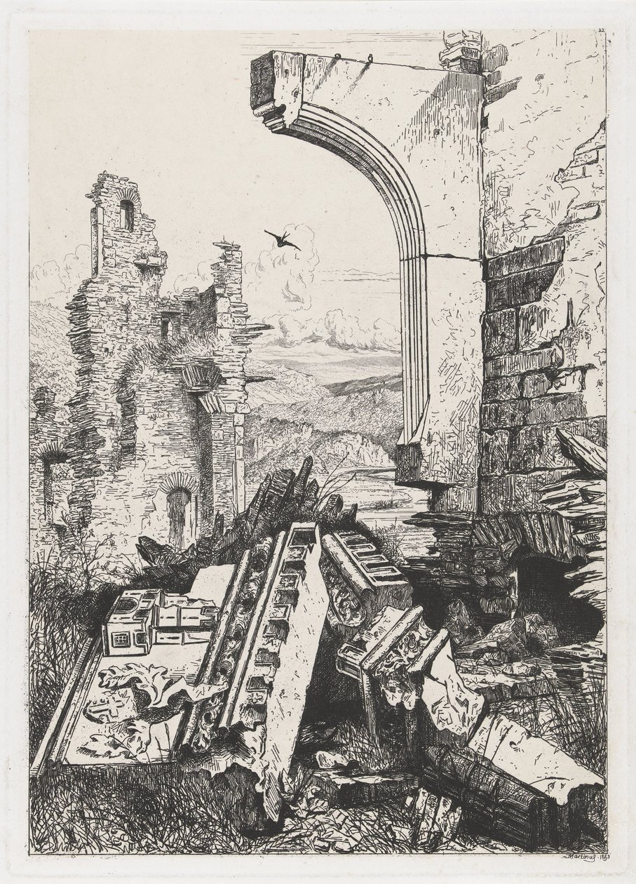 Ruinerne af Bourscheid Slot af Martinus Antonius Kuytenbrouwer jr.