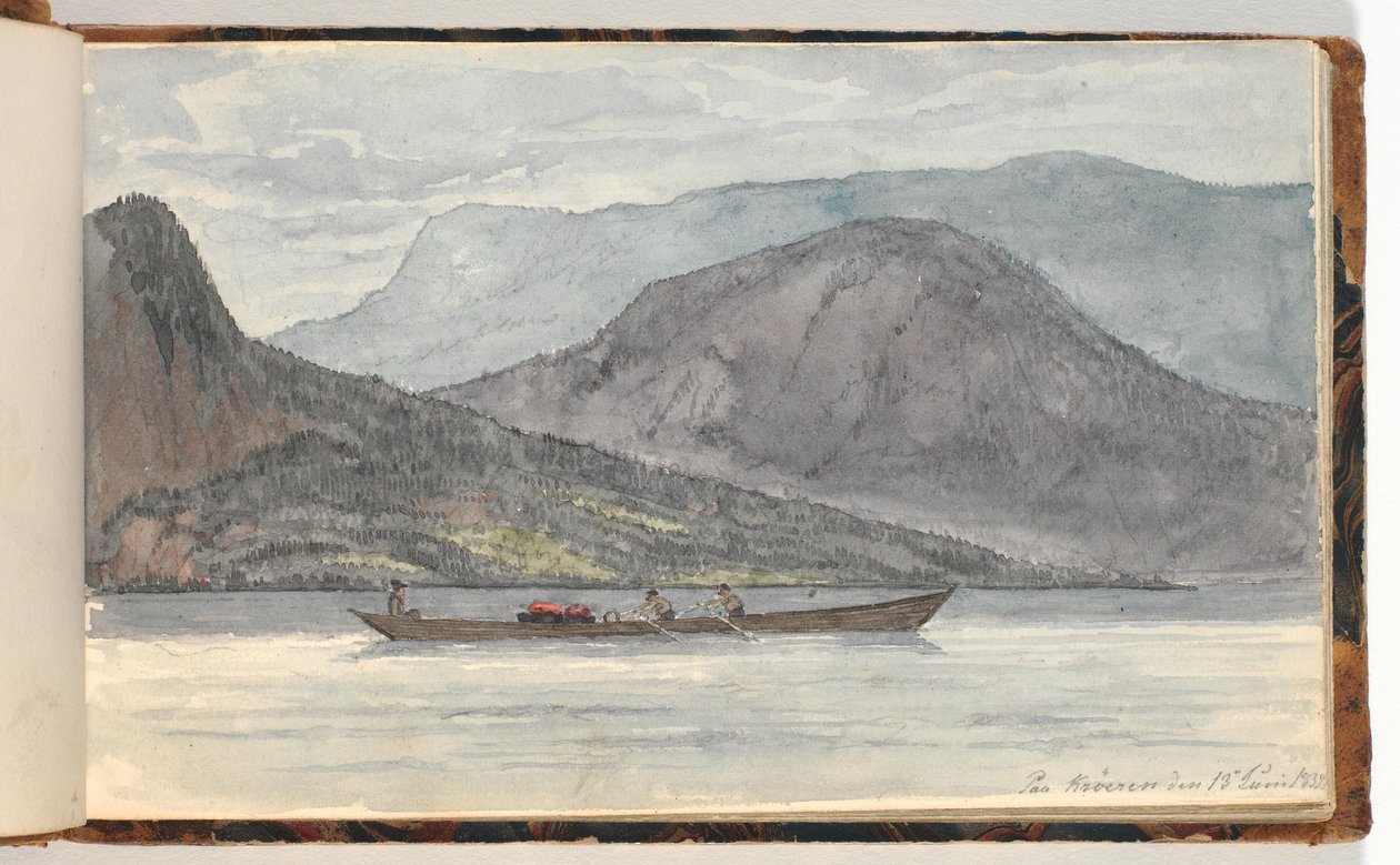 Fjordlandskab med robåd af Martinus Rørbye