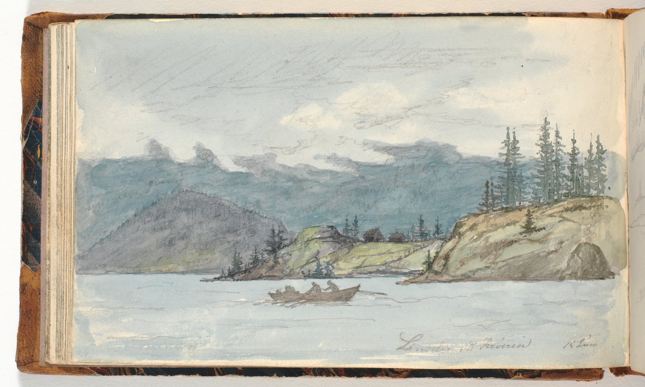 Sølandskab med en robåd. Krøderenfjorden, Norge af Martinus Rørbye