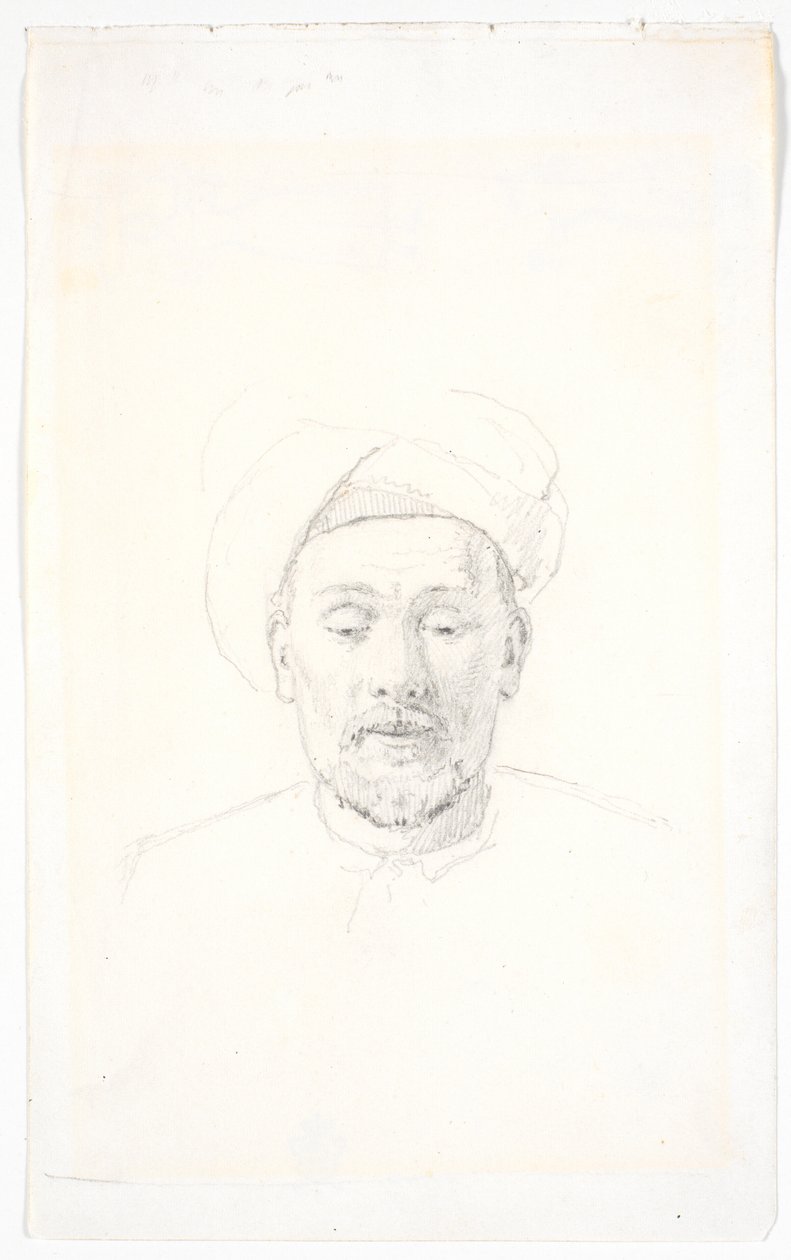Skægget mandsportræt, set en face, med turban af Martinus Rørbye