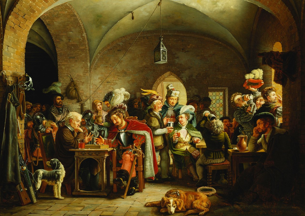 Soldater i et slots bevaring, 1828 af Martinus Rorbye