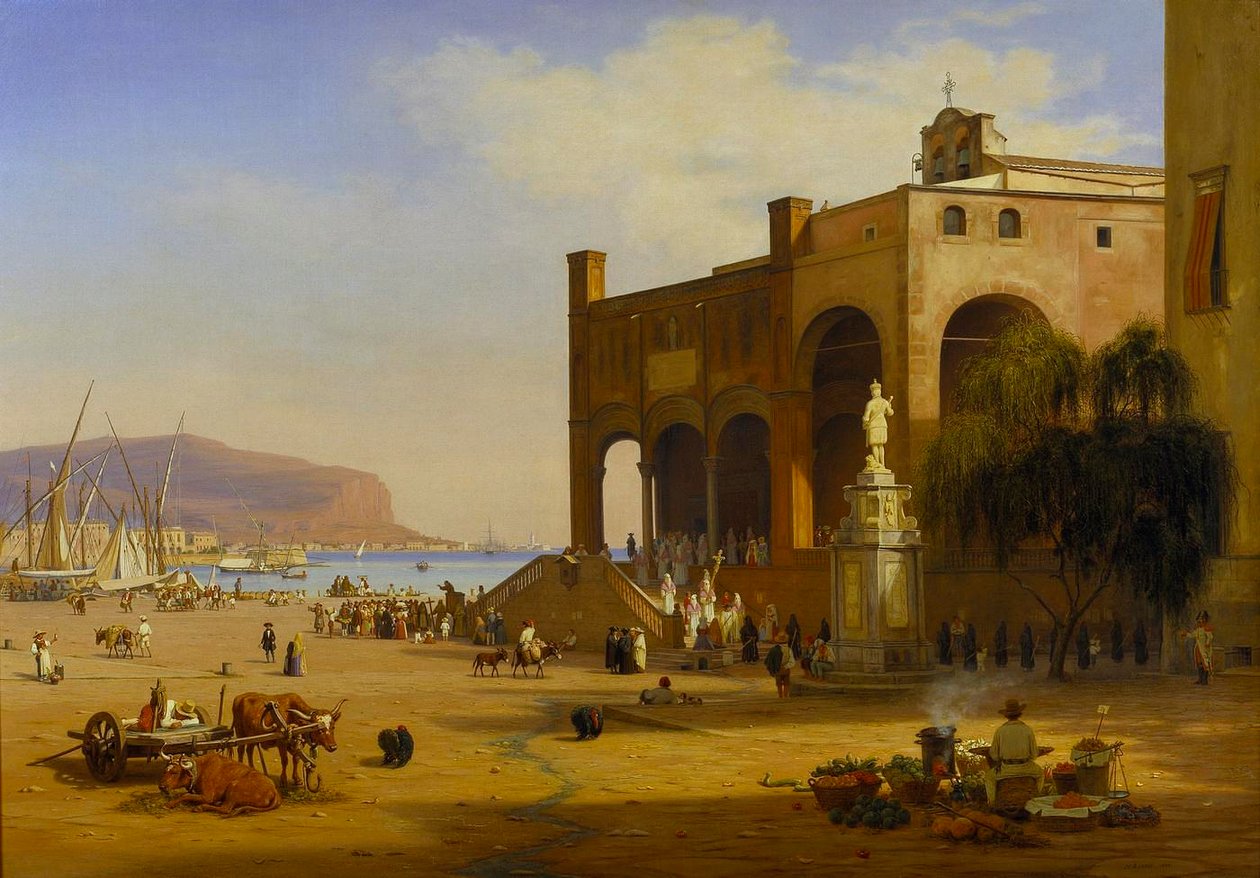 Gadelivet ved havnen i Palermo af Martinus Rørbye