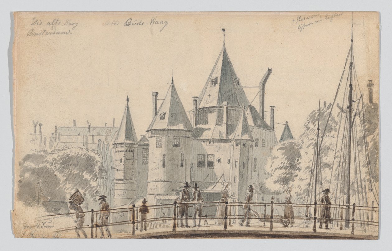 Oude Waag i Amsterdam set fra nordøst af Martinus Rørbye