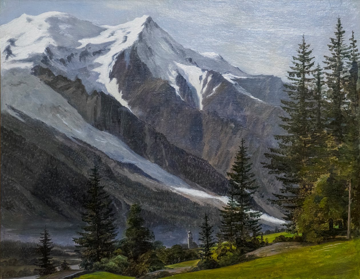 Udsigt over Chamonix og Mont Blanc af Martinus Rorbye