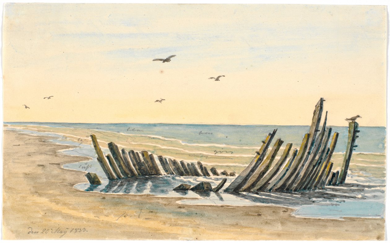 Vrag på Nordstranden, sank den 9. maj 1832 af Martinus Rørbye