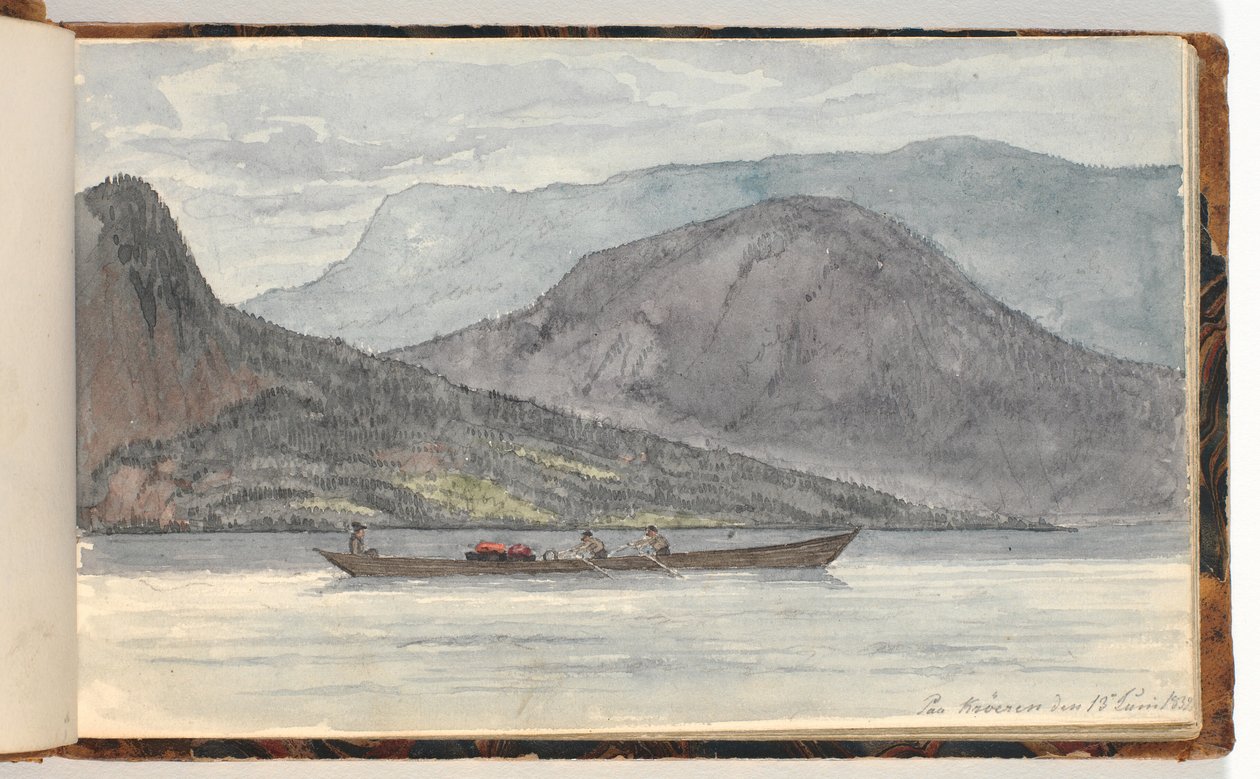 Fjordlandskab med robåd af Martinus Rørbye