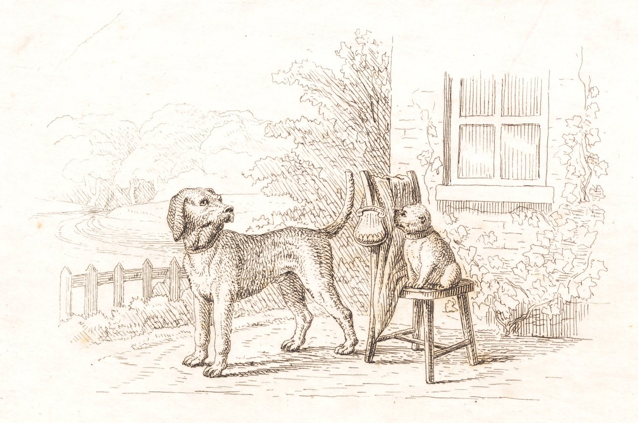 Illustration til "Halvhundrede Fabler for Børn" af Hey af Martinus Rørbye
