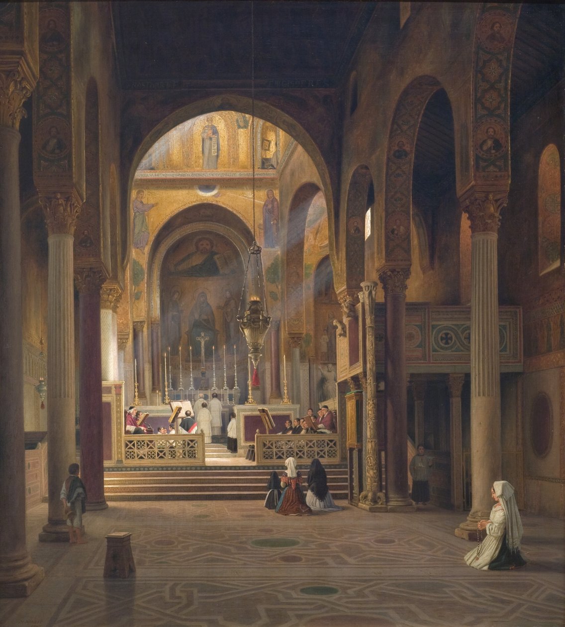 Interiør af Capella Palatina i Palermo, Italien af Martinus Rørbye