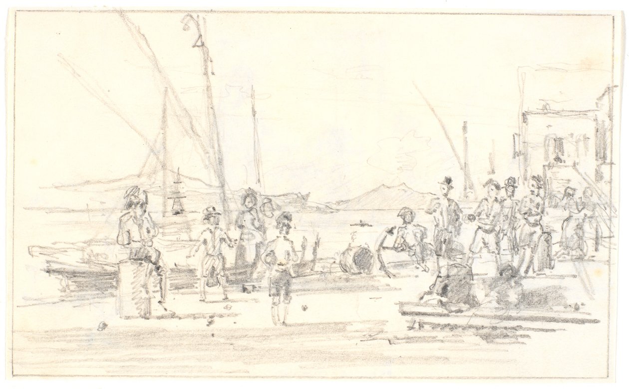 Parti af havnen i Palermo af Martinus Rørbye
