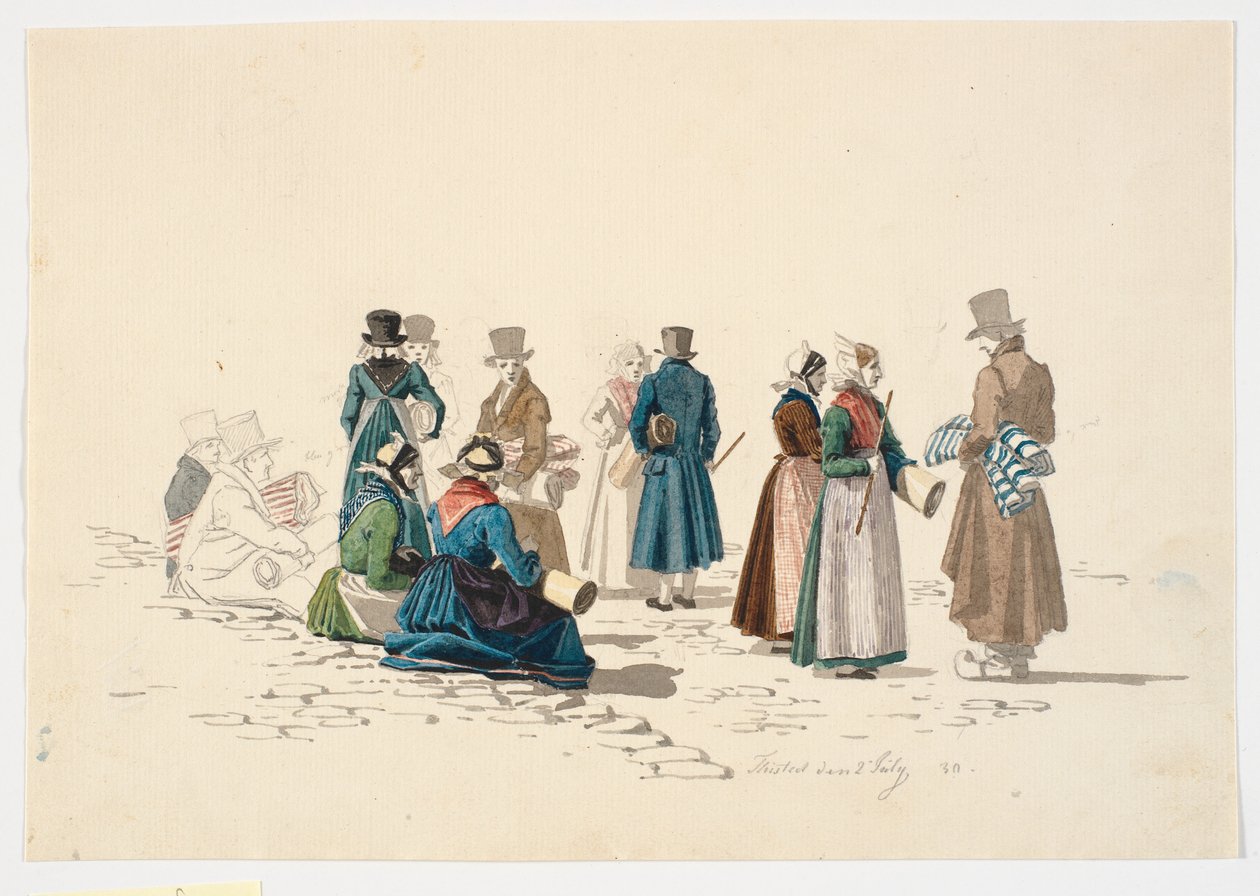 Scene fra torvepladsen i Thisted af Martinus Rørbye