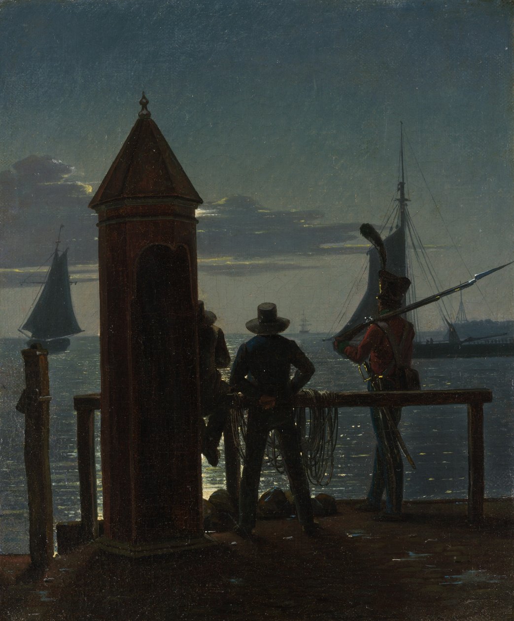 Udsigt fra Citadelvoldene i København ved Moonlight, 1839. af Martinus Rørbye