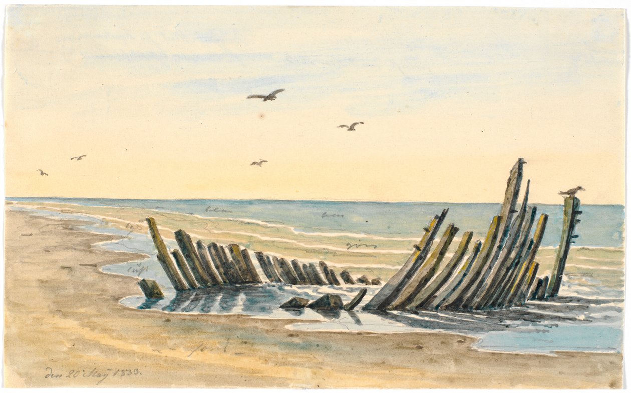 Vrag på Nordstranden, sank den 9. maj 1832 af Martinus Rørbye