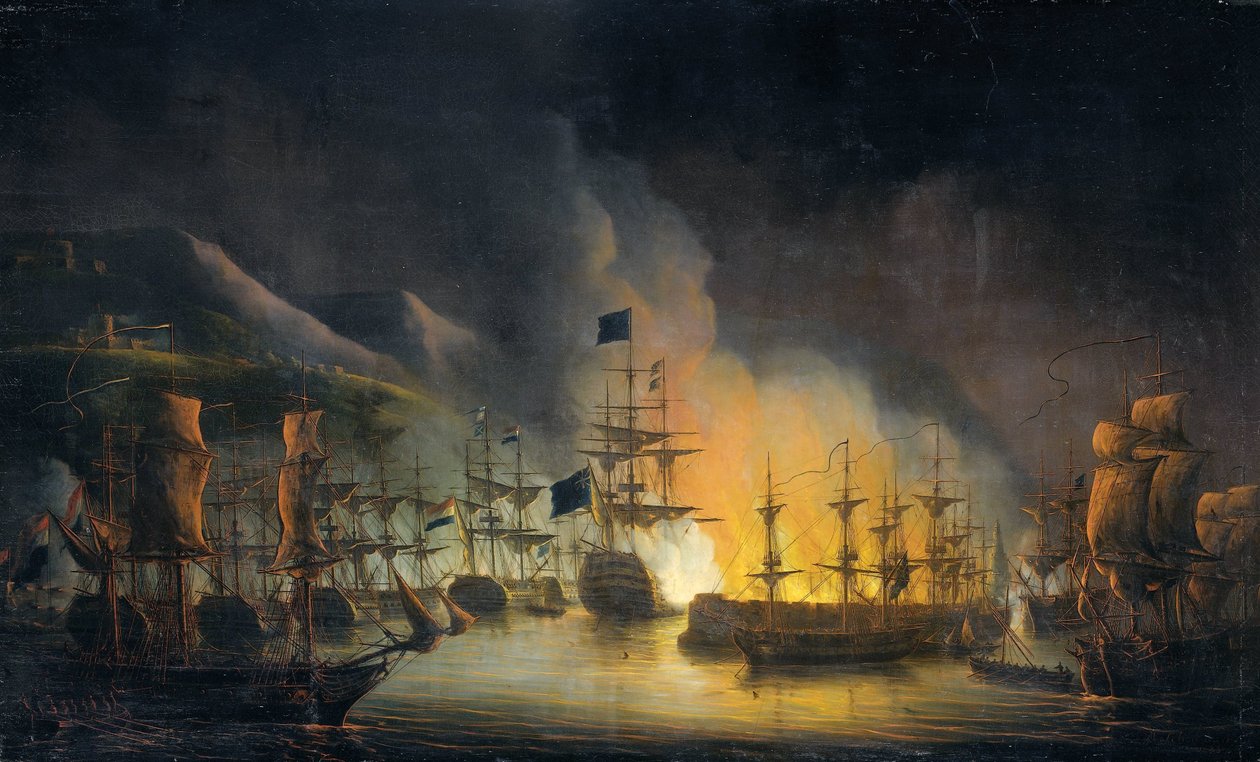 Bombardementet af Algier (26.-27. august 1816) af Martinus Schouman (signed by artist)