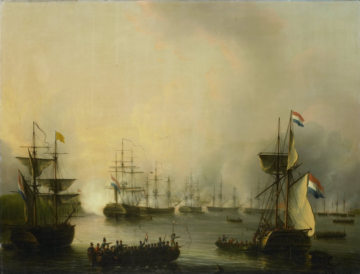 Bombardementet af Palembang, Sumatra, 24. juni 1821 af Martinus Schouman