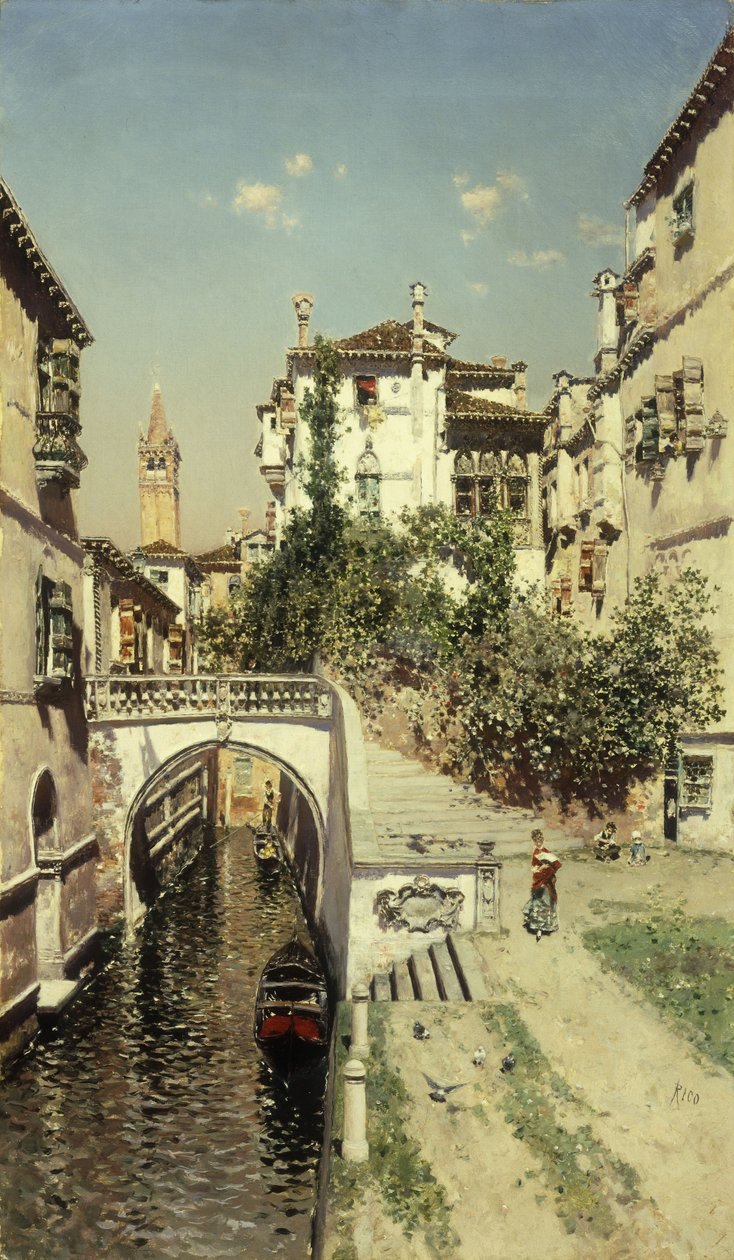 En venetiansk kanalscene af Martín Rico y Ortega