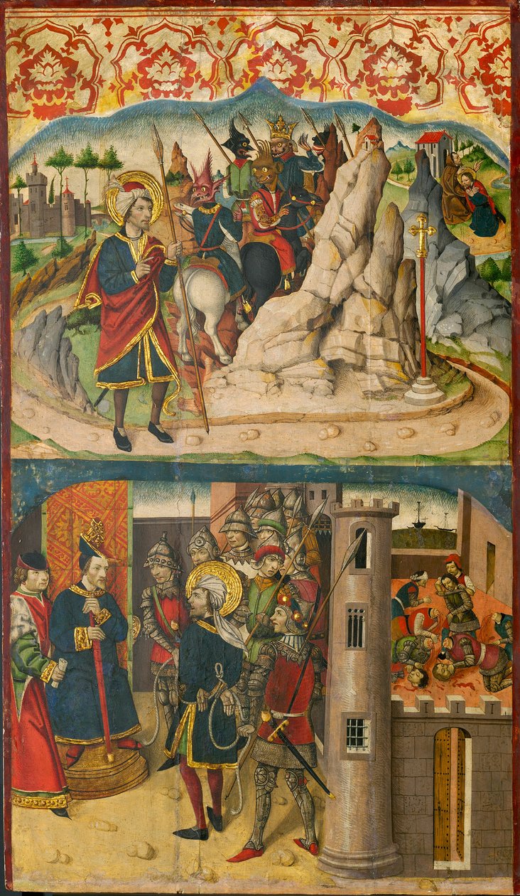 Sankt Christopher møder Satan; Sankt Christopher før kongen af Lykien af Martín de Soria